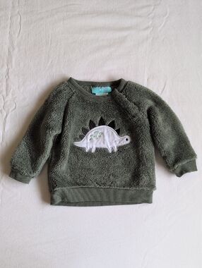 pekkle dinosaur fluffy fleece crew neck sweatshirt green 6 months baby boy